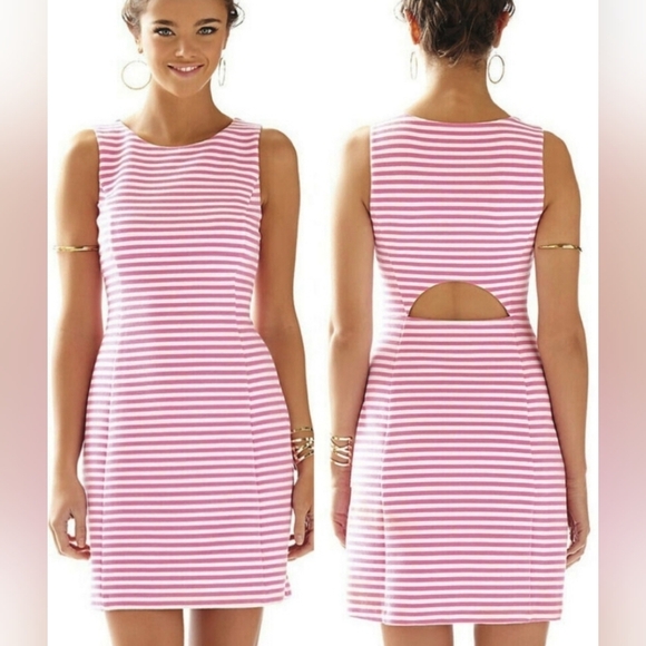 Lilly Pulitzer Dresses & Skirts - Lilly Pulitzer Whiting Hotty Pink Ottoman Stripe Cut Out Jersey Shift Dress